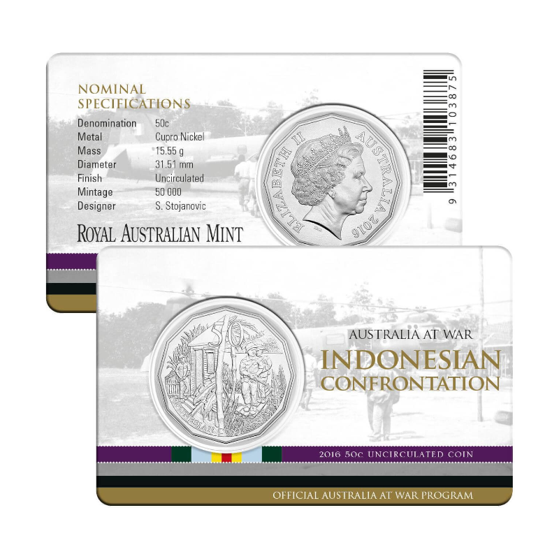 2016 50 cent Uncirculated Coin: Australia At War - "Indonesian Confrontation."