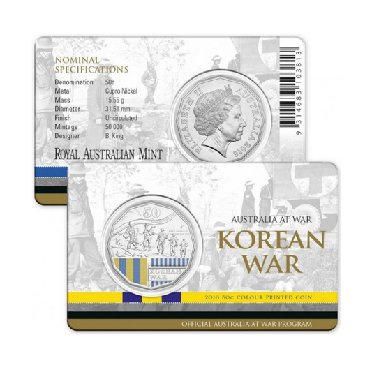 2016 50 cent Uncirculated Coin: Australia At War - "Korean War."