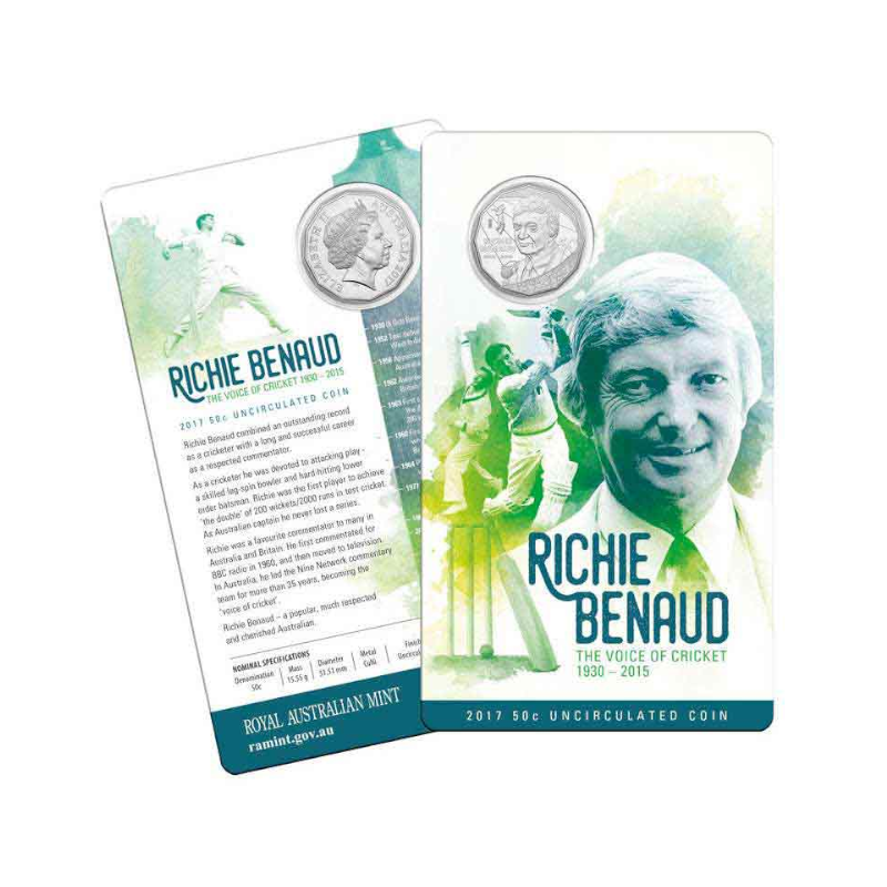 2017 50 cent Uncirculated Coin: "Richie Benaud - The Voice of Cricket."