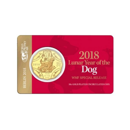 2018 50 cent Gold Plated Uncirculated Coin: Lunar Series - "Year of the Dog." WMF Release.