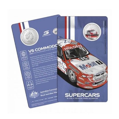 2020 50 cent Coloured Uncirculated Coin: Supercars - "1998 Holden VS Commodore - 'Craig Lowndes'."