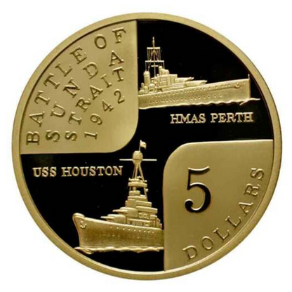 2002 $5 Proof Coin: "Battle of Sunda Straight."