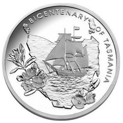 2004 $5 Silver Proof Coin: "Bicentenary of Tasmania."