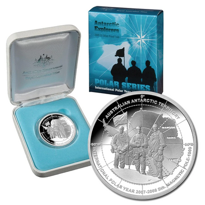 2009 $5 Silver Proof Coin: Polar Series - "Antartic Explorers."