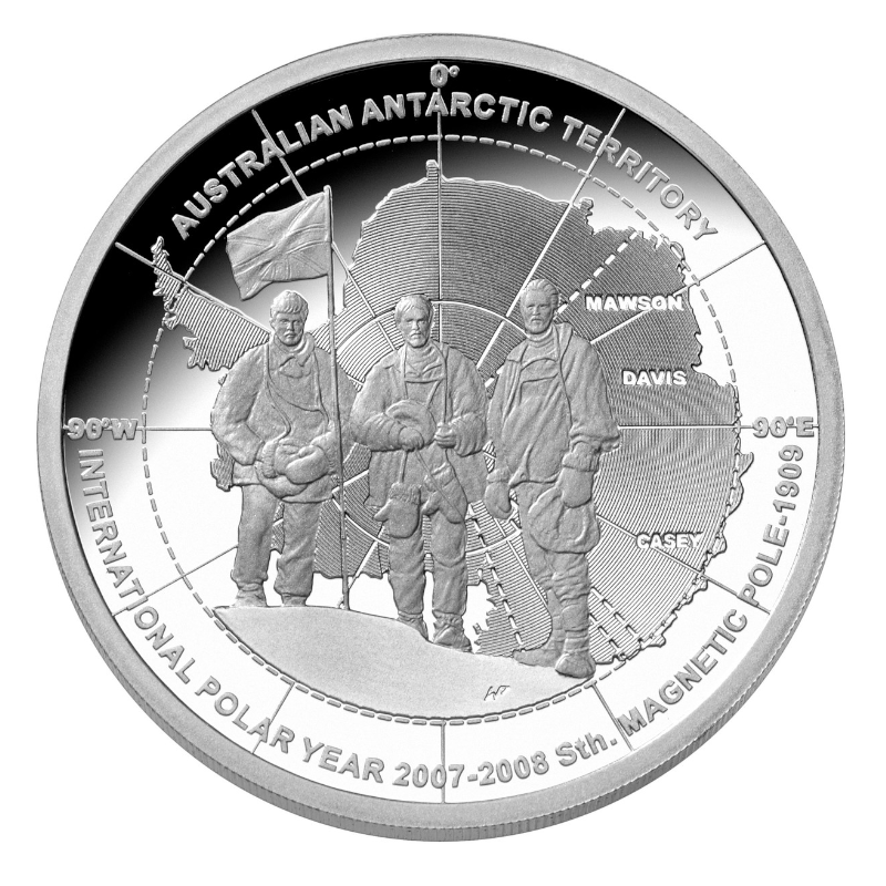 2009 $5 Silver Proof Coin: Polar Series - "Antartic Explorers."