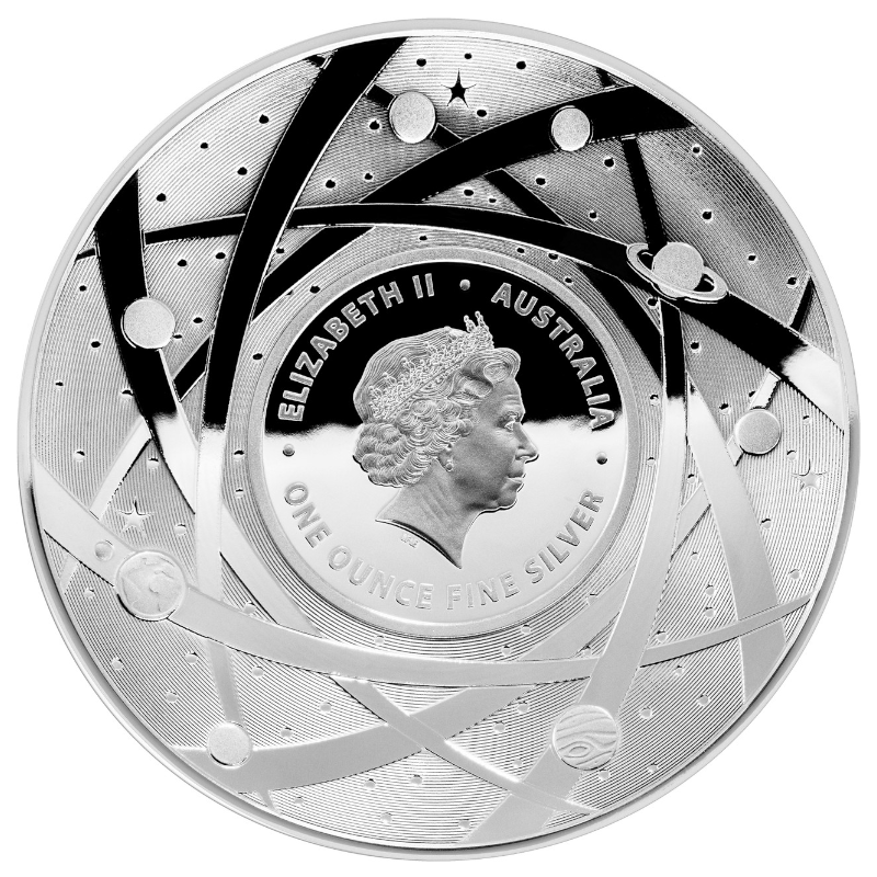 2019 $5 Silver Proof Coloured Domed Coin: "The Earth & Beyond - Moon."