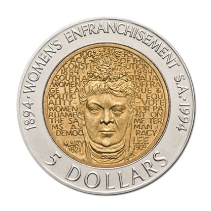 1994 $5 Uncirculated Coin: "100 Years of the Enfranchisement of Women in South Australia."