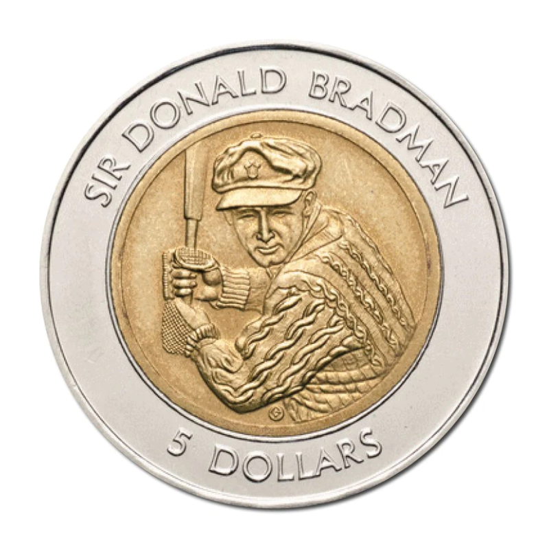 1996 $5 Uncirculated Coin: "Sir Donald Bradman."