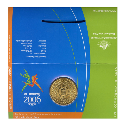 2006 $5 Uncirculated Coin: "XVIII Commonwealth Games - Commonwealth Nations."