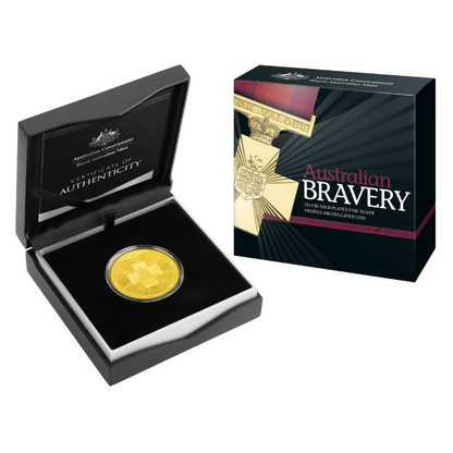 2015 $5 Gold-Plated Silver Frosted Uncirculated Coin: "Australian Bravery."