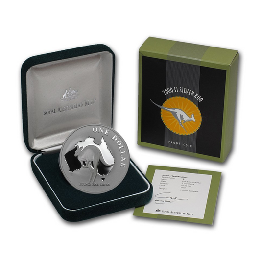 2000 $1 Silver Proof Kangaroo Coin.