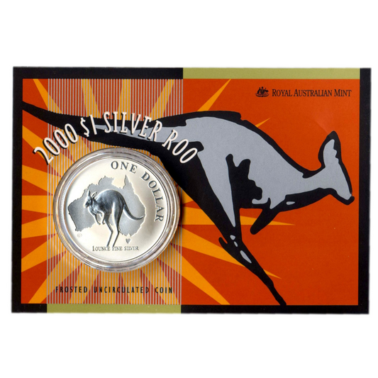 2000 $1 Silver Frosted Uncirculated Kangaroo Coin.