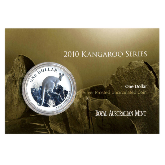 2010 $1 Silver Frosted Uncirculated Kangaroo Coin.