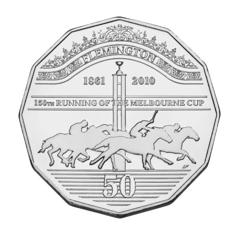 2010 50c PNC: "150th Running of the Melbourne Cup."