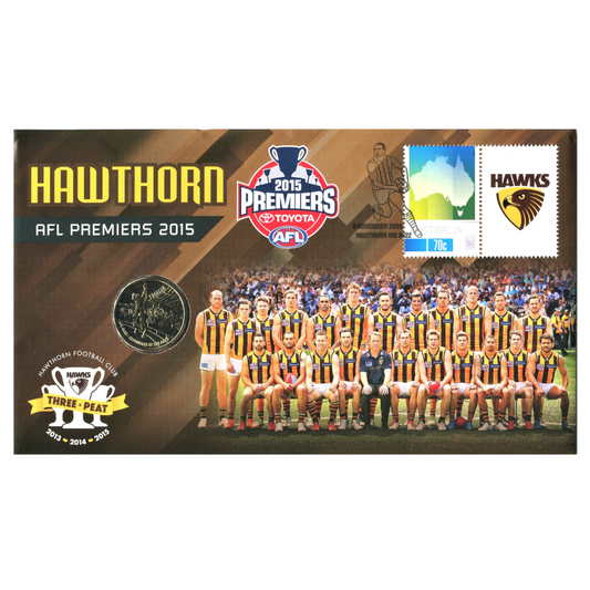 2015 $1 PNC: "2015 AFL Premiers - Hawthorn Hawks." No: 1265/3000.