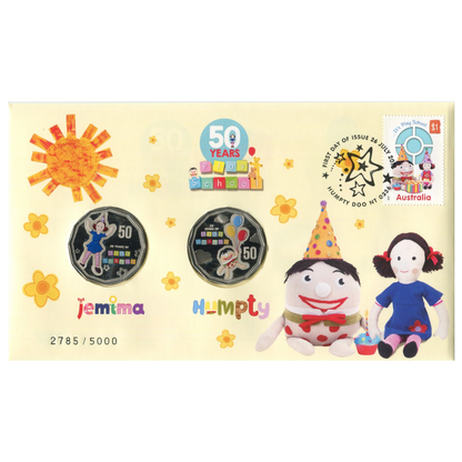 2016 50c Two Coin PNC: "Play School - Jemima and Humpty." Cover No: 2785/5000.