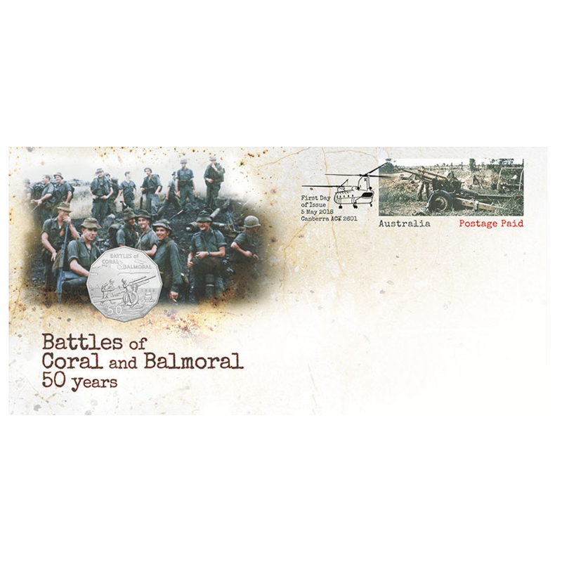 2018 50c PNC: "Battles of Coral and Balmoral 50 Years."