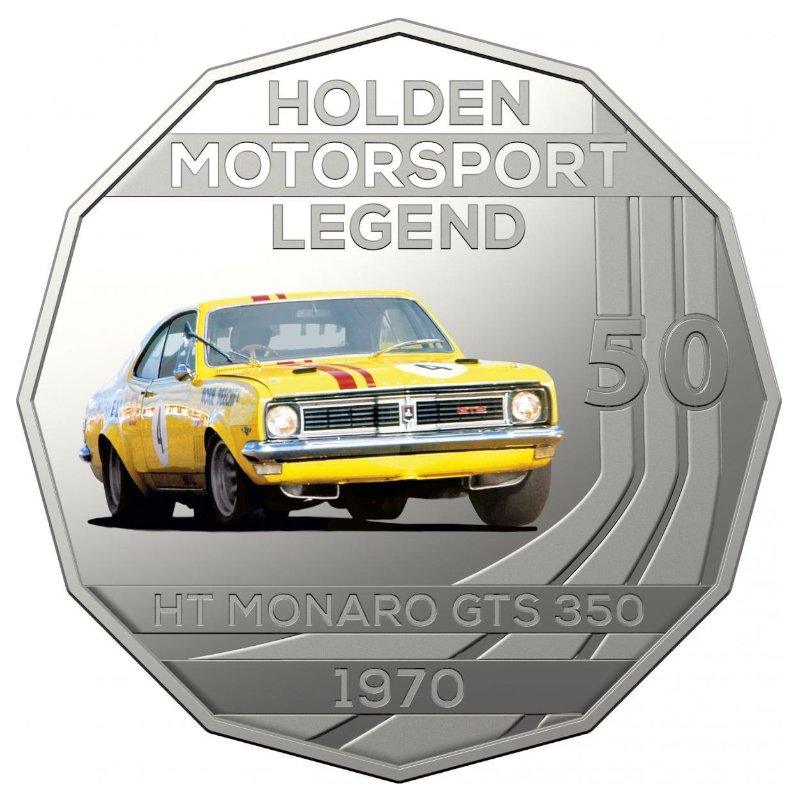 2018 50c PNC: "1970 Holden HT Monaro GTS 350."