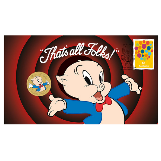 2019 $1 Tuvalu PNC: "Porky Pig - That's All Folks."