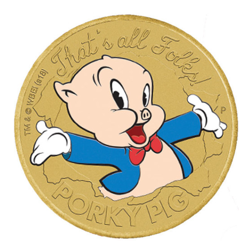 2019 $1 Tuvalu PNC: "Porky Pig - That's All Folks."