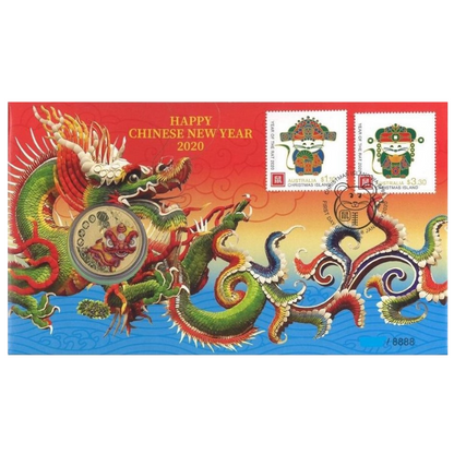 2020 $1 Tuvalu  PNC: "Happy Chinese New Year."