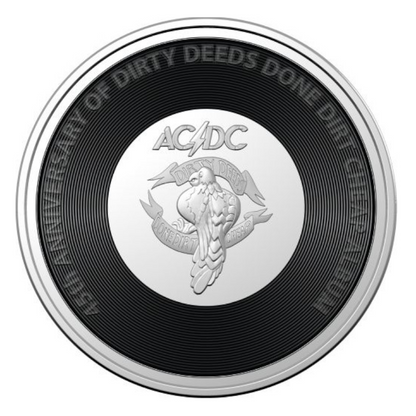 2021 20 cent Coloured Uncirculated Coin: AC/DC - "45th Anniversary of the Dirty Deeds Done Dirt Cheap Album."