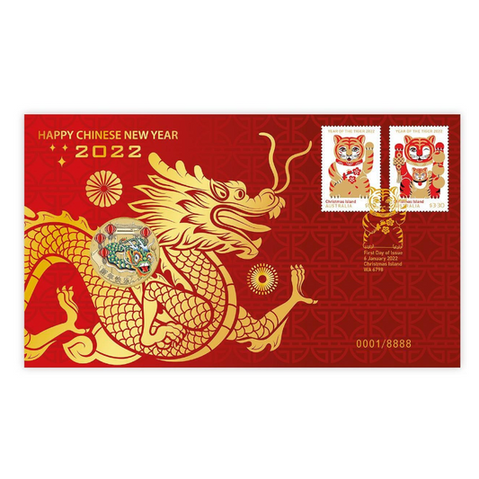 2022 $1 Tuvalu PNC: "Happy Chinese New Year."