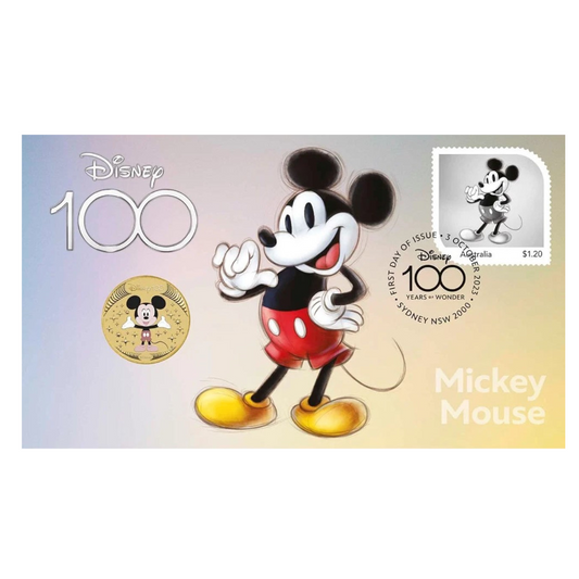 2023 $1 Tuvalu PNC: "Disney 100 Years of Wonder - Mickey Mouse."