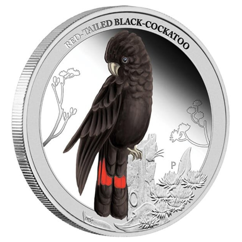 2013 50c 1/2oz. Silver Proof Coin: "Birds of Australia - Red-tailed Black Cockatoo."