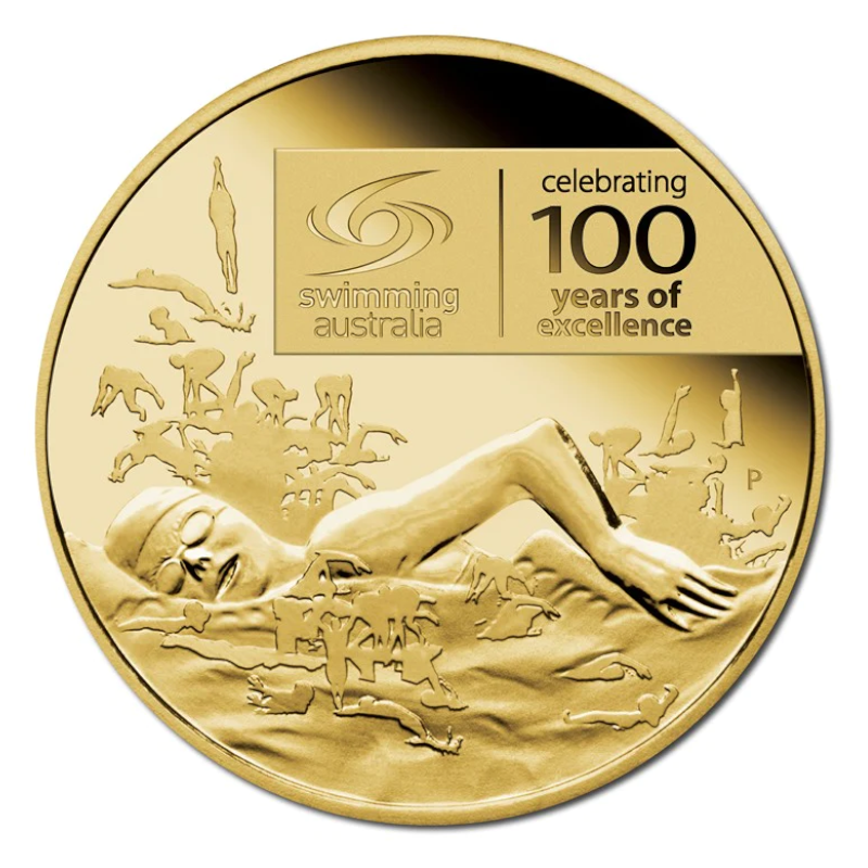 2009 $1 Uncirculated Coin: "Swimming Australia - Celebrating 100 Years of Excellence."