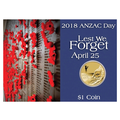 2018 $1 Uncirculated Coin: "Anzac Day - Lest We Forget."