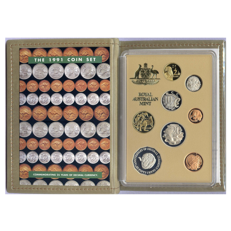 1991 Australian Proof Set: "25 Years of Decimal Currency."