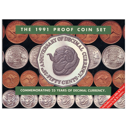 1991 Australian Proof Set: "25 Years of Decimal Currency."